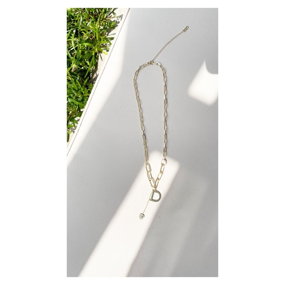 D Letter Curb Chain Choker Pendant Necklace - Picture 4 of 6